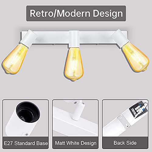 Plafonnier LED 3 spots orientables blanc E27 éclairage cuisine - 6