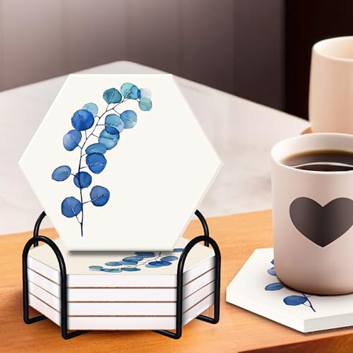 Image of The Better Home Diatomite Coaster Set of 6 (Dia - 10cm) | Dining Table Decor Accessories | Coasters for Coffee Mugs /Glasses /Cups | Absorbent & Heat Resistant | Unique Shape
