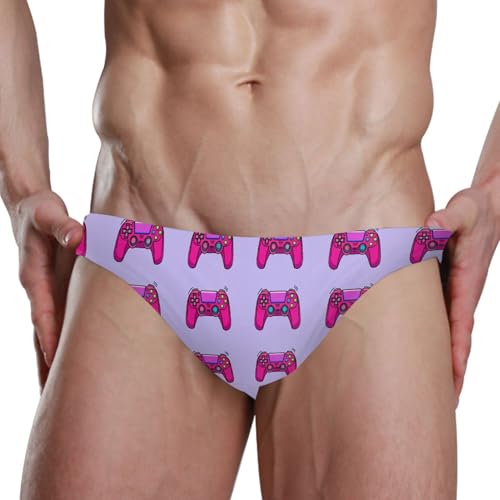 Purple Game Console Swim Briefs for Men Swimsuit Bikini Swimwear S B04047604