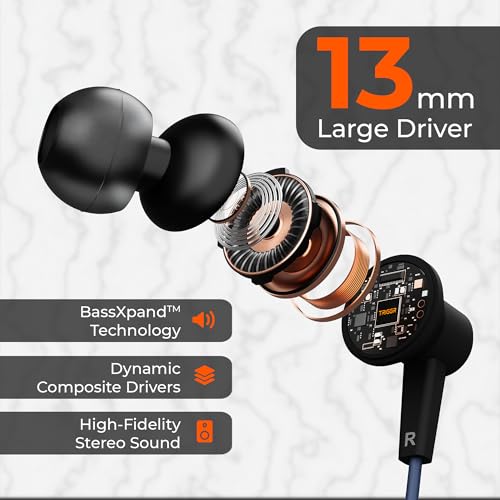 Image of Zing Type-C Wired Earphones with HD Mic, BassXpand Technology, 13mm Dynamic Drivers, IPX4 Water Resistant, Magnetic Earbuds, in-Line Controls, 1.2m Cable - Shadow Marine