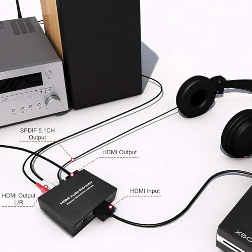 Image of Etzin 4K@30HZ HDMI Audio Extractor Splitter,HDMI to HDMI Audio Converter+Optical Toslink SPDIF+RCA L /R Stereo Analog Audio, Compatible with Gaming Console and Tv Box and More-EPL-562H.