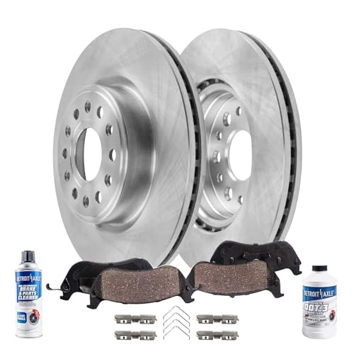 Image of Detroit Axle - Rear Brake Kit for 2019-2025 Ram 1500 Disc Brake Rotors 2020 | 2021 2022 2023 2024 Ceramic Brake Pads with Hardware Replacement 14.76 inch inch Rotor