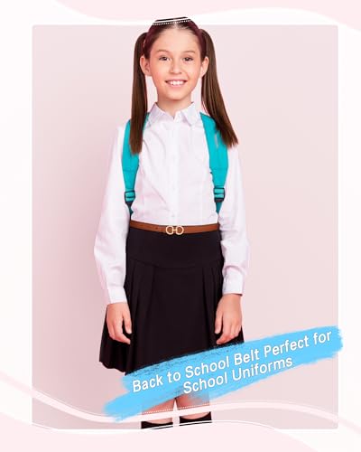 AWAYTR Skinny Reversible Belt for Girls - Kids Waist Leather Belt for Toddler with Gold Buckle for Dress Pants4