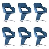 Dimensiones: 56 x 58 x 90 cm. vidaXL - Juego de 6 sillas de comedor, sillas de comedor, sillas de comedor, sillas de comedor, muebles de cocina, asiento de cocina, interior azul terciopelo