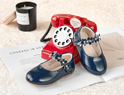 Image of GINFIVE Toddler Girls Dress Shoes Little Girls Mary Janes Ballerina Flats Shoes Toddler