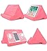 Cojín con soporte para tablet con bolsillo de red, cojín ajustable con 3 ángulos de visión, para regazo, sofá y cama, soporte universal para teléfono y iPad, lectores electrónicos, Kindle (rosa)