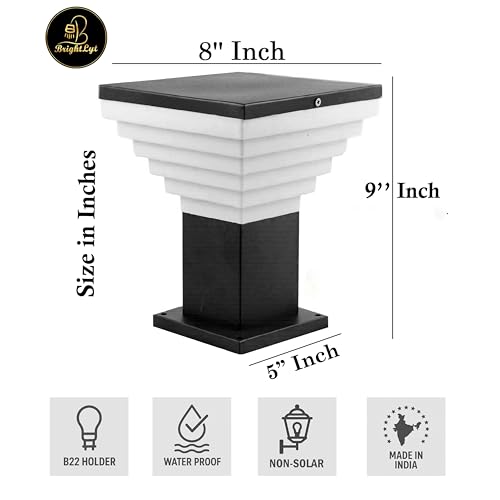 Image of BrighLyt Waterproof Outdoor Gate Light for Home Entrance, Decorative Garden Lamp, Rustproof Gate Lamp, Pillar for Patio & Boundary Wall (GL30, Pack of 1)