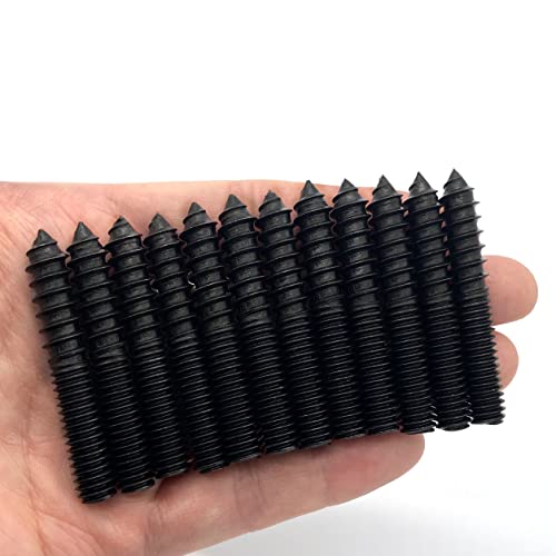 Image of 12 Pack 5 /16-18 x 2 Inch Black Hanger Bolts Double Headed Bolts for Furniture Screws 50mm Length