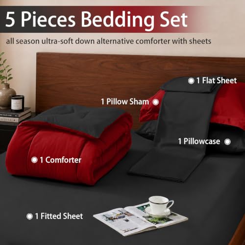 FUANNA Twin Comforter Set 5 Pieces, Reversible Bed Set, Soft Bed in a Bag by FUANNA - Used condition - Image 5