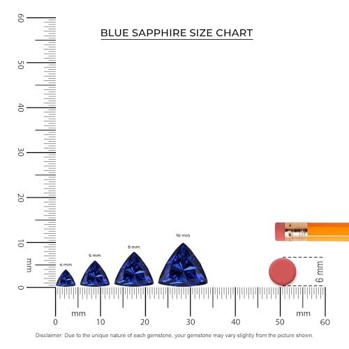 Lab Grown Blue Sapphire Trillion Solitaire V-Bale with Diamond Pendant Necklace for Women in Silver/Gold/Platinum, September Birthstone Jewelry Gifts for Her Birthday, Anniversary, Valentines3