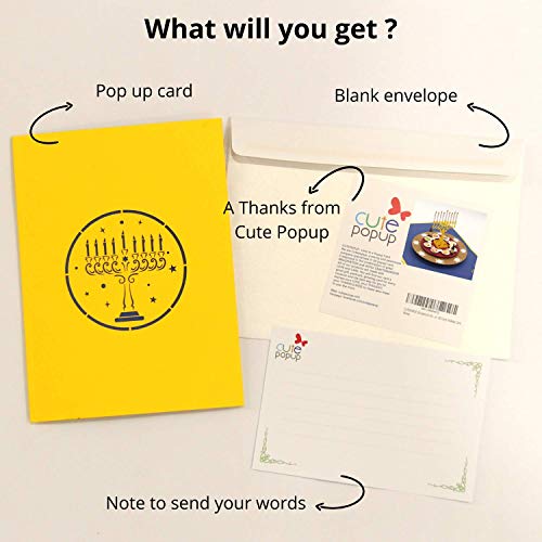 Cute Popup - Happy Hanukkah Cards Pop Up, Holiday Pop Up Cards, Menorah Light 3D Card, Jewish Religion Greeting Card, Blessing For Children, Your Family Or Any Other Special Person In Your Life #TOP2