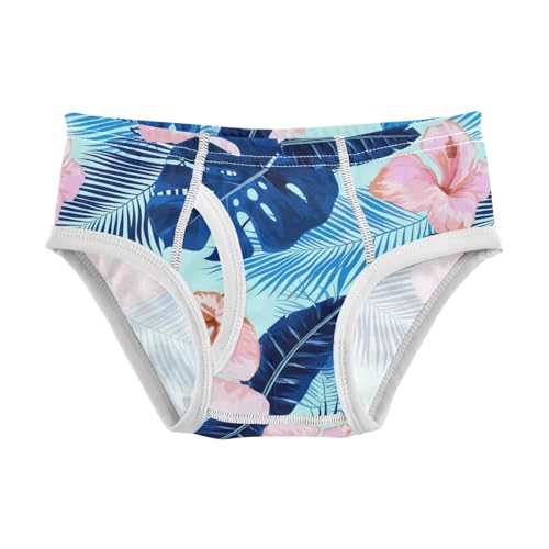 ODAWA Tropical Flowers Blue Monstera Leaves Boys Toddler Underwear, Boy Underwear 2T