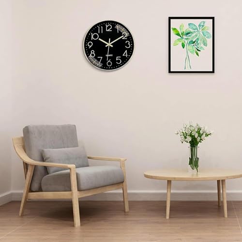 Image of TEKCOOL Plastic Digital Wall Clock 12 inch Silent Quartz Decorative Non-Ticking Classic Clock Battery Operated Round Easy to Read for Room /Home /Kitchen /Bedroom /Office /School- (Gold Black);