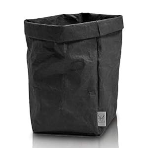 bun-di Swiss® Trash | Dekorativer Designer Papierkorb mit Knitteroptik für Büro, Arbeitszimmer | waschbares Papyr | 12l (Black)
