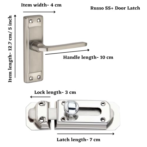 Image of SARDAR Russo 5 inch SS Iron Bathroom Door Handle Set With Keyless Baby Latch-Tower Bolt /Push To Close Latch (With Door Latch),Multicolor