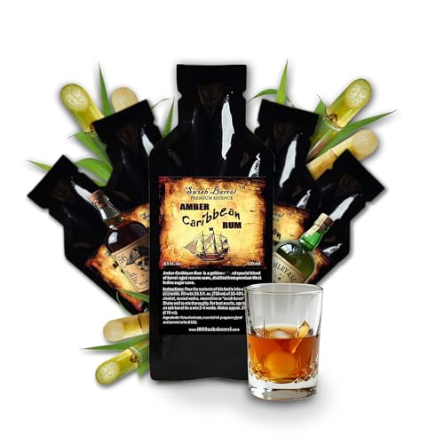 Amber Caribbean Rum Essence Flavoring (5 Pack), Liquor Flavor Refill Packet for Bootleg Kits & Barrel Aging, Swish Barrel Premium Extract for Cocktails, Mixology & Moonshine, 5 x 20ml (.65oz)