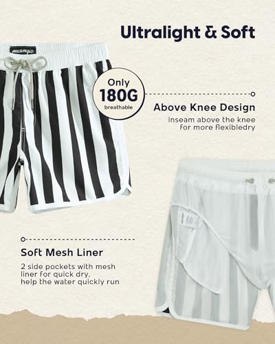 Image of maamgic Mens Boys Short 80s 90s Vintage Swim Trunks with Mesh Lining Quick Dry Swim Suits Board Shorts