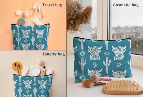 Image of Western Makeup Bag,Western Gifts For Women,Cow Makeup Bag,Cowgirl Stuff,Western Stuff For Women,Western Gifts,Cowgirl Gifts(Leather COW V)