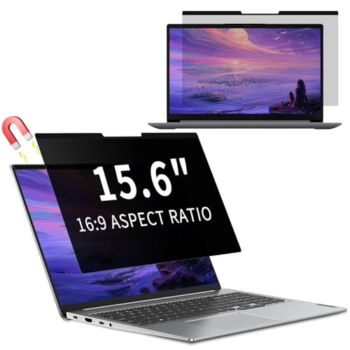 KiimLaa Removable Magnetic Privacy Filter for 15.6 inch 16:9, Anti Spy Anti-Glare Laptop Monitor Screen Protector, Blue Light Blocking Film for Notebook 15.6''?351 * 204? mm