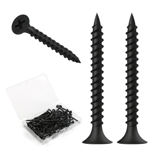 FOMGIIN Vis Placo à Fixation Rapide M3.5 x 30 mm, 50 Pièces Vis Noires Pour Cloisons Sèches, Vis Phosphatées Pour Plaque de Plâtre Sur Profilé en Acier Pour Cloisons Sèches, Tête en Trompette