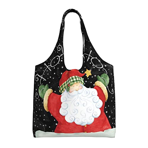Sacs d'épicerie pour voyage et gym résistant en toile noire style Merry Christmas