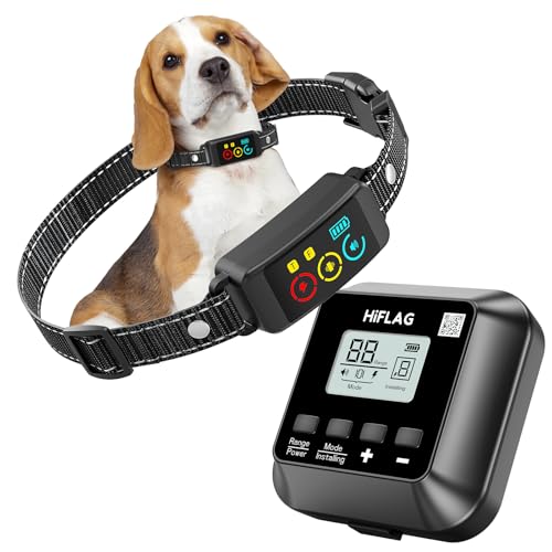 Hiflag Next-Gen 2026 Wireless Pet Fence, Smart AI Safety System, Rechargeable Collar, Customizable Correction Levels, 1+ Acre Range (40 Flags)