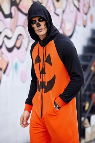 COOFANDY Mens Jumpsuit Onesie Rompers Drawstring Hooded Full Zip One Piece Tracksuit with Pockets3