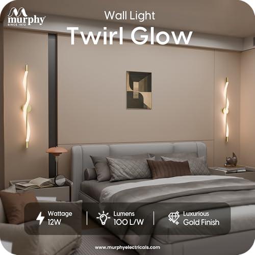Image of Murphy Twirl 3-in-1 LED Wall Lamp with Golden Finish | Spiral Design | Warm /Neutral /Cool White Light | Premium Aluminium Body | Artistic Modern Wall Light | 2-Year Warranty | Pack of 2