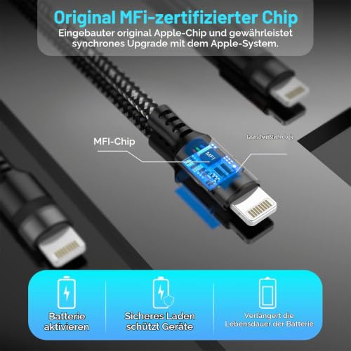 iPhone Ladekabel 5m, lang, Apple MFi Zertifiziert, Original Lightning Auf USB Kabel… – Ansicht 2