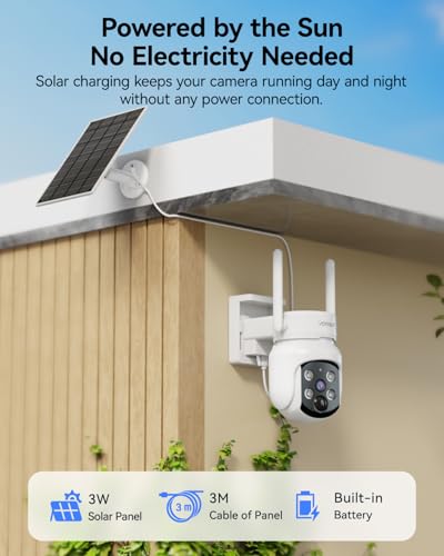 Image of Solar Security Camera Wireless Outdoor, 4MP Solar Powered Cameras for Home Security, 360 Pan Tilt, Color Night Vision, PIR Human Detection, 2.4G /5G WiFi, IP66 Surveillance Cam, White