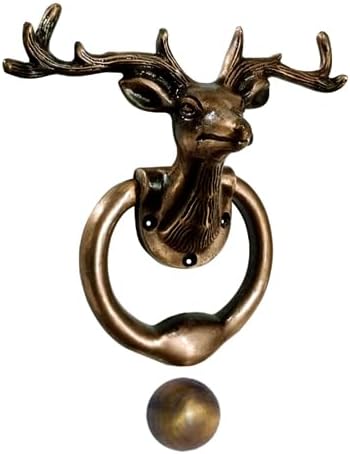 Shristy Hardware "Small Dear" Decorative Iron Door Knocker for Door Front - Exterior for Home Iron Door Knocker Front Door Entry Knocker - (Pack of 1 Antique Brass Finish)