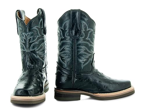Soto Boots Kids Ostrich Print Cwoboy Boots K4006