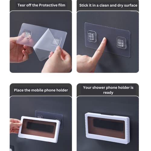 Image of Shower Phone Holder | Waterproof Bathroom Mobile Phone Holder | Anti-Fog Case for Shower | Wall Mountable | 6.8 Inch Support Touch Screen Parent (White)
