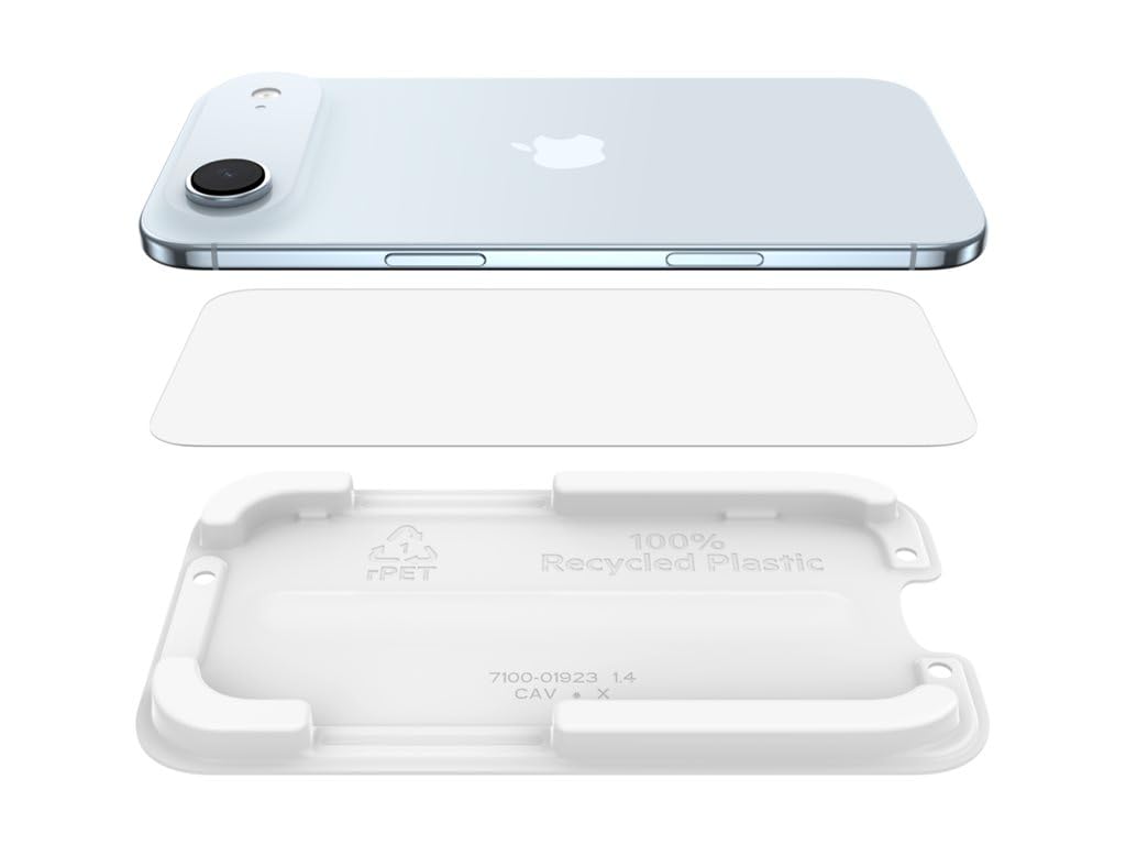 Belkin ScreenForce InvisiGlass Szkło Ochronne do Telefonu iPhone Air, Ochrona Przed Zarysowaniami i Uderzeniami, w Zestawie Tacka Easy Align do Nakładania, Zgodne z Etui, Materiały z Recyklingu