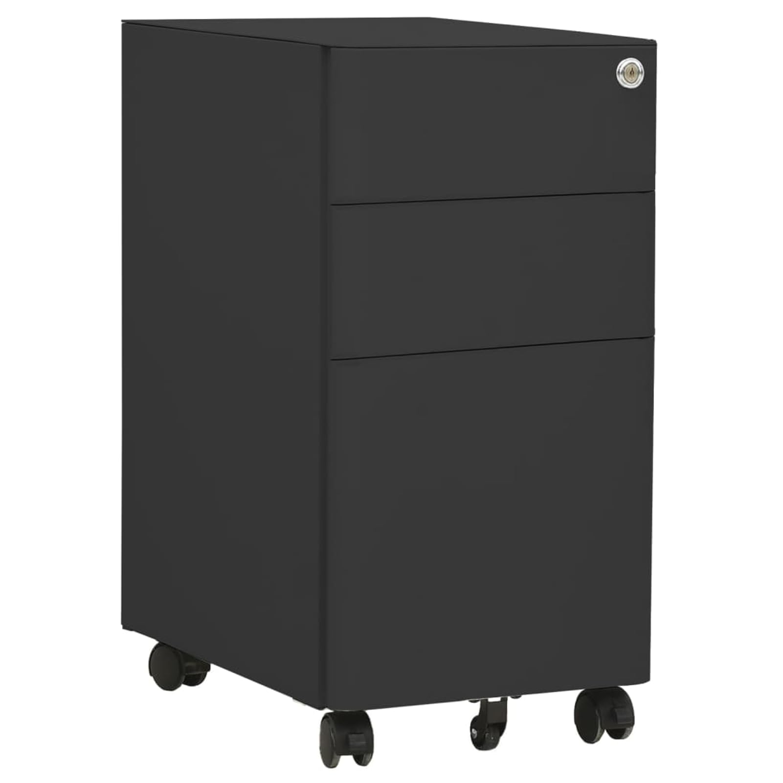 Gecheer Schedario Mobile in Acciaio, 3 Cassetti con Serratura, Barra a Sospensione, Vassoio Portapenne, 30x45x59 cm per Ufficio e Organizzazione Documenti