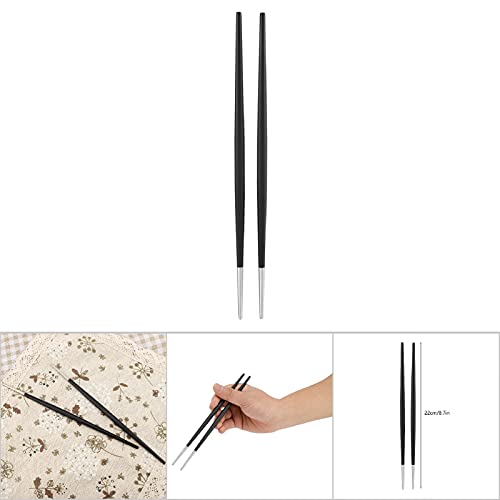 Palillos japoneses para sushi en acero inoxidable, set de 2 pares negro plata 8