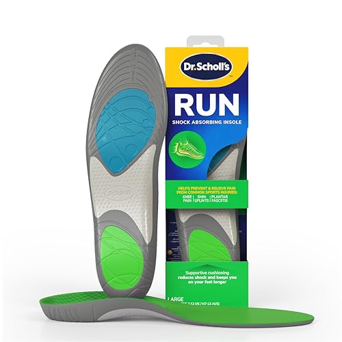 Dr. Scholl's Run Shock Absorbing Insoles - Helps Prevent and Relieve Knee Pain, Shin Splints and Plantar Fasciitis, Designed for Runners, Arch Support Insoles for Running Jogging, UK Shoe Size 7-13 Dr. Scholl's Run Shock Absorbing Insoles - Helps Prevent and Relieve Knee Pain, Shin Splints and Plantar Fasciitis, Designed for Runners, Arch Support Insoles for Running Jogging, UK Shoe Size 7-13