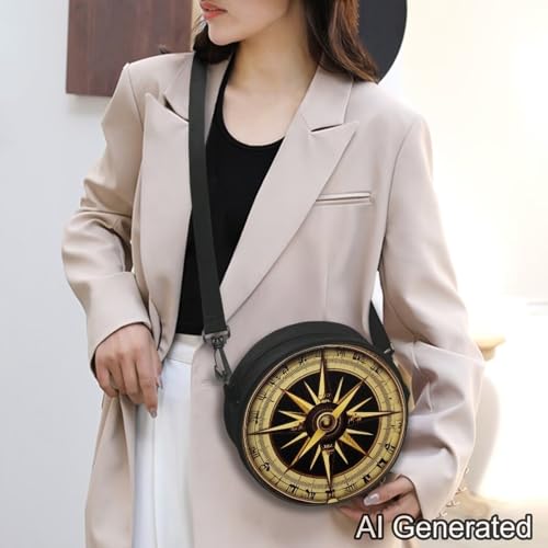 Image of Women Novelty Round Clock Shape Zippered Clock Purses for Women Tote Handbag Shoulder Bag, Gift for Mom Girlfriend