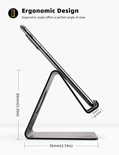 Image of Adjustable Metal Phone Stand for Desk | Sturdy Aluminum Cradle Dock for 4-8 Inch Smartphones | Anti-Slip Mobile Holder for Office, Study Table & Bedside | Universal Stand