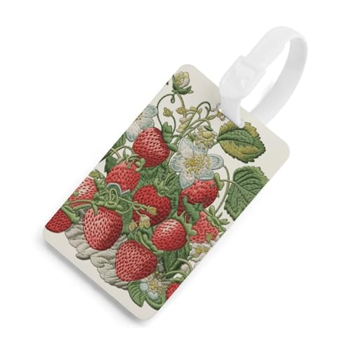 Étiquettes à bagages brodées fraise pour retrouver votre sac de voyage en gare
