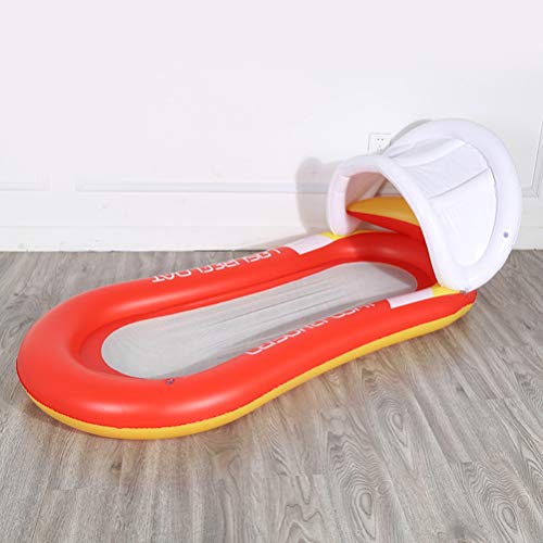BESPORTBLE Boia de Piscina Rede Inflável Espreguiçadeira para Piscina com Cobertura para Guarda-sol