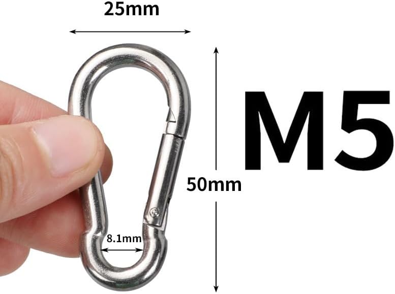 M6/M8/M10 Carabiner Clip 2.36/3.15/3.94 Inch Heavy Duty Galvanized Steel Carabiner Clip Spring Snap Hook Spring Snap Hook Clips for Hammock Swing Outdoor Travel - Image 3