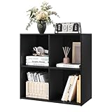 WOLTU Bibliothèque, Étagère de Rangement, Meuble Cube, 59,6x29x59,8 cm, en Bois d'ingénierie, pour Salon, 4 Cubes Compartiments, Noir