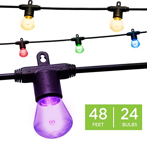 Enbrighten 40391 Color Changing Bistro, Outdoor String Lights, 48ft 24 Bulbs, White