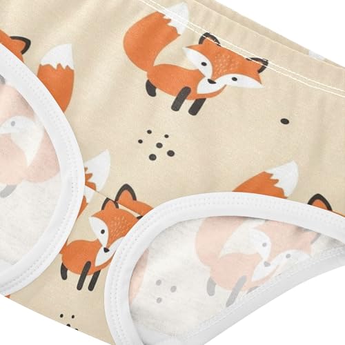 Toddlers Underwear Floral 2t Cotton Cute Panties Girl Stylish Undies Kids Briefs Cute Foxes Black Spots Beige4