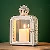   DECORKEY-Candle-Lantern-Decorative-Indoor-Outdoor-Vintage-Metal-Lanterns-with-Clear-Glass-TabletopHanging-Candle-Holders-for-Patio-Front-Porch-Home-Decor-Halloween-Christmas-Decorations-White
