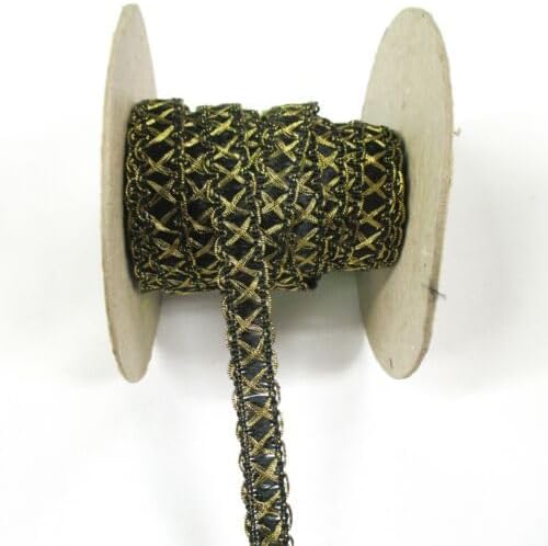 10 Yards Braided Gimp Trim Moroccan Trim for Dress Making, ETC Black Gold Fabric