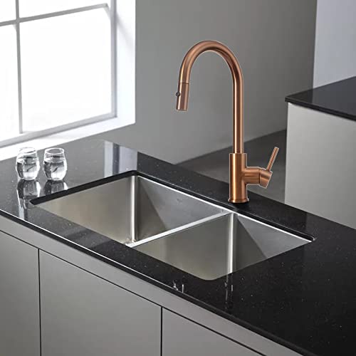 Strictly Sinks Pull Down Kitchen Faucet - Bar Faucet With Pull Down Sprayer & 360° Swivelling Spout, Faucet For Kitchen Sink With Spray & Stream Modes (Copper) #TOP2