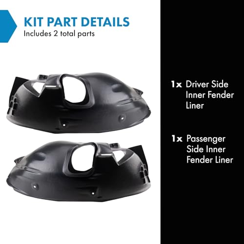 Image of TRQ Inner Fender Liner Set Compatible with 2010-2015 Smart Fortwo SM1248101 SM1249101