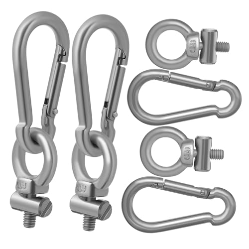 Mikikit 4 Sets Stainless Steel Eye Bolt Eye Bolts Heavy Duty with Nut Eye Hooks Screw in Heavy Duty Eye Nuts Screw Hooks for Hanging Lifting Ring Nuts Stainless Eye Bolt Silver